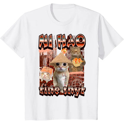 ni hao fine shyt funny brainrot gen z meme gen alpha T-Shirt