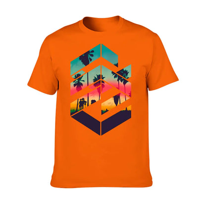 Men'S Summer Short Sleeve Printed T-shirt, Plus Size