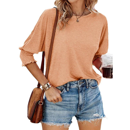 Dokotoo Women's 2026 Fashion Tops 3/4 Sleeve T-Shirts Cute Crewneck Basic Business Tees Blouses Casual Summer Wear Super Soft Breathable Fabric