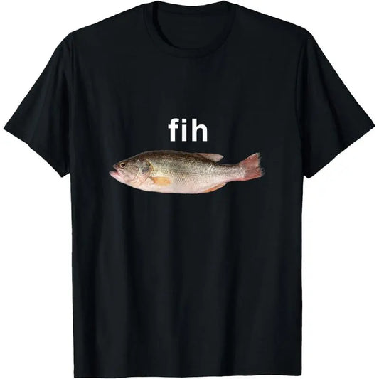 [100%25 Cotton] "Fih" Funny Misspelled Fish Meme, Simple Humor T-Shirt