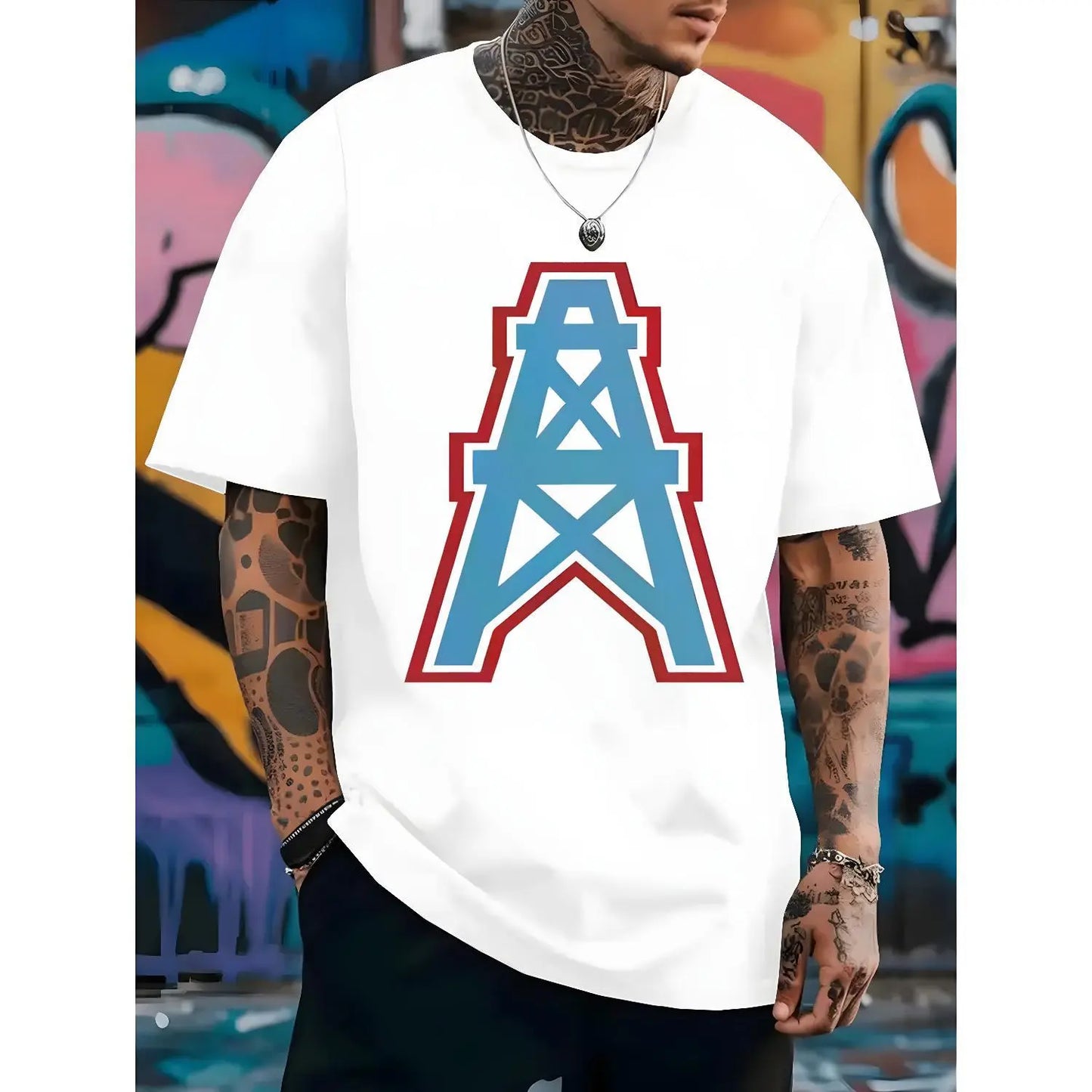 Heavy Houston Oilers Cotton T Shirt Featuring Casual Streetwear Graphic