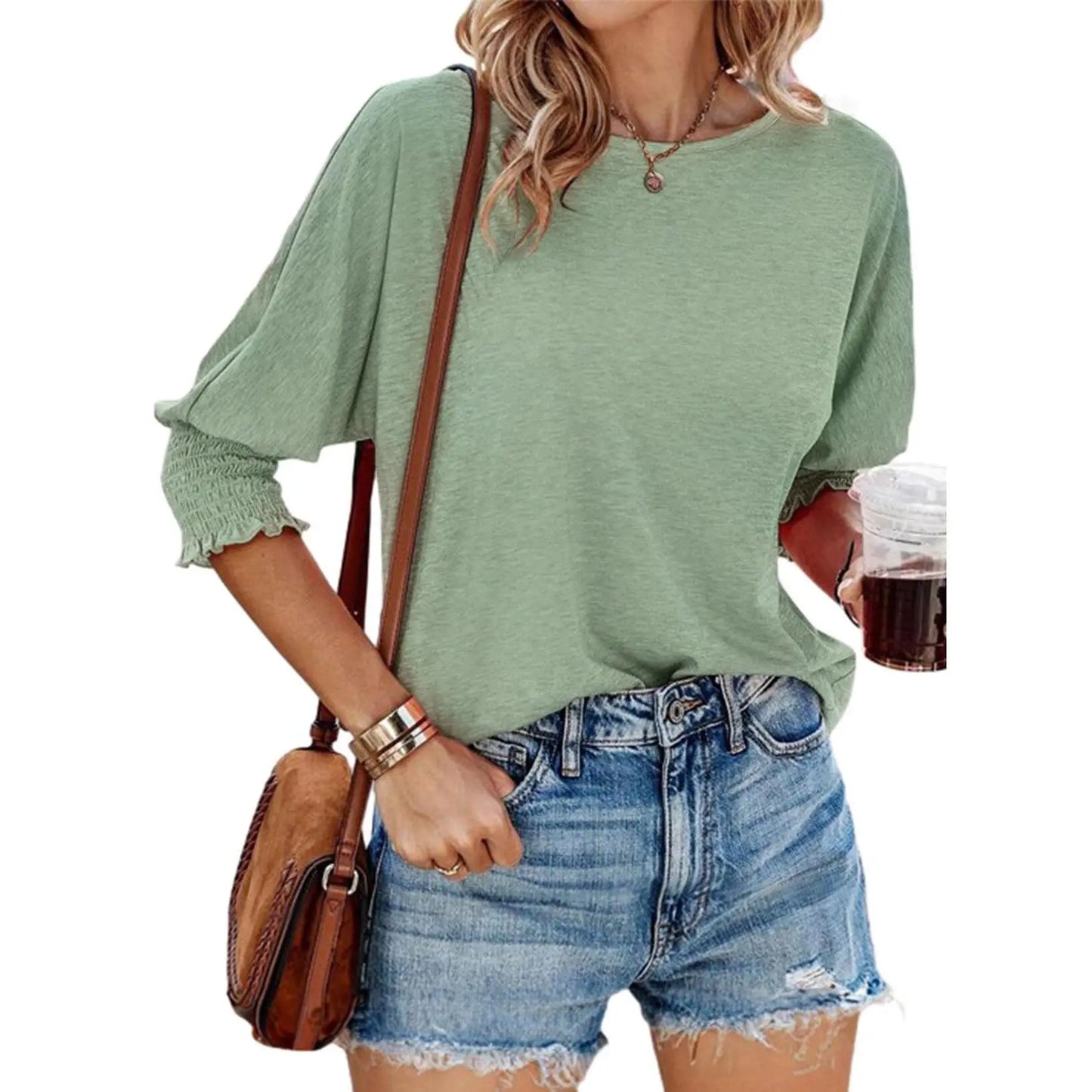 Dokotoo Women's 2026 Fashion Tops 3/4 Sleeve T-Shirts Cute Crewneck Basic Business Tees Blouses Casual Summer Wear Super Soft Breathable Fabric