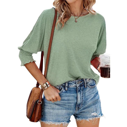Dokotoo Women's 2026 Fashion Tops 3/4 Sleeve T-Shirts Cute Crewneck Basic Business Tees Blouses Casual Summer Wear Super Soft Breathable Fabric