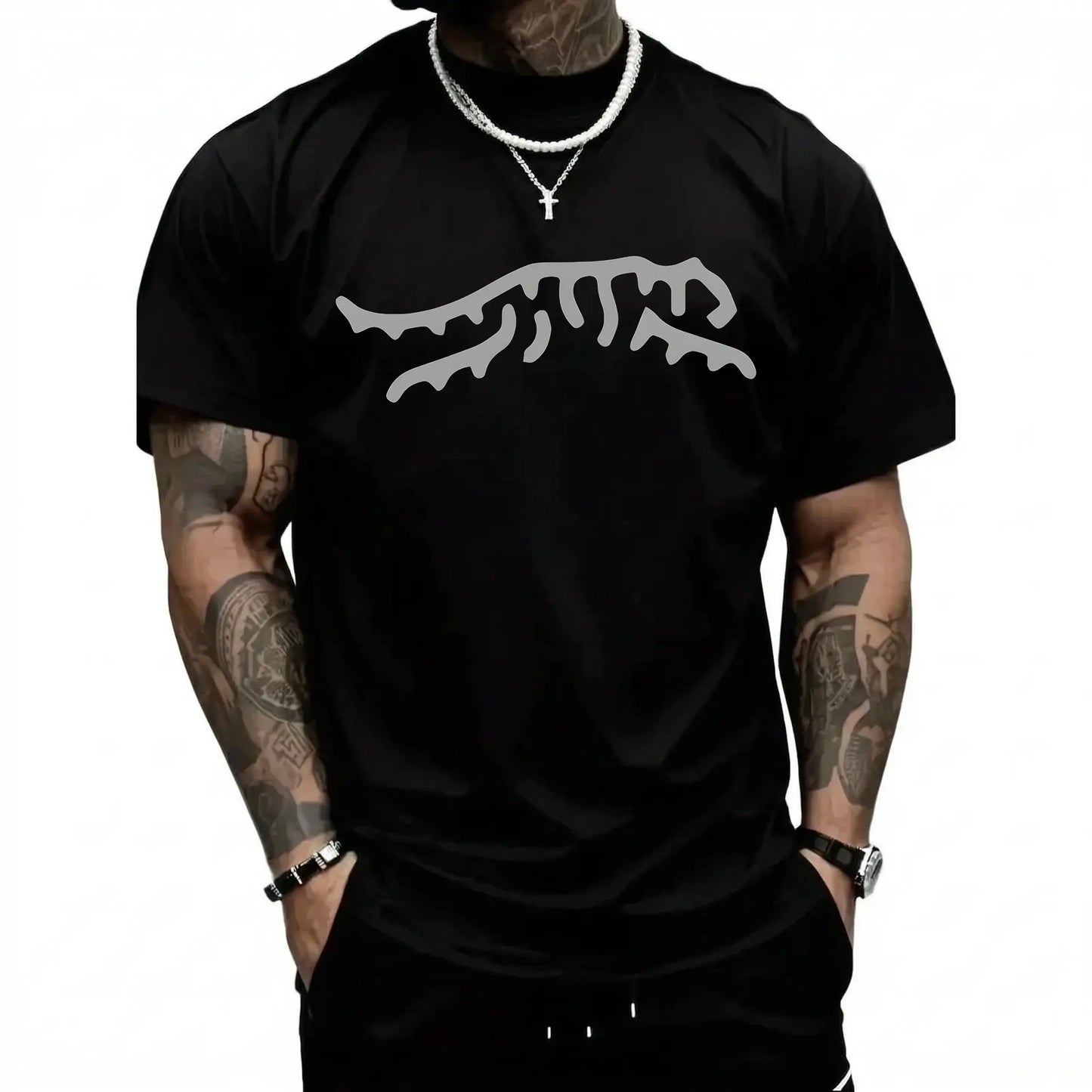 Sun Day Red Logo On A Black T-Shirt Casual Basic Tee Menswear graphic tee men's t shirts trendy t-shirts Shortsleeve