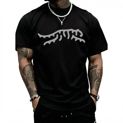 Sun Day Red Logo On A Black T-Shirt Casual Basic Tee Menswear graphic tee men's t shirts trendy t-shirts Shortsleeve