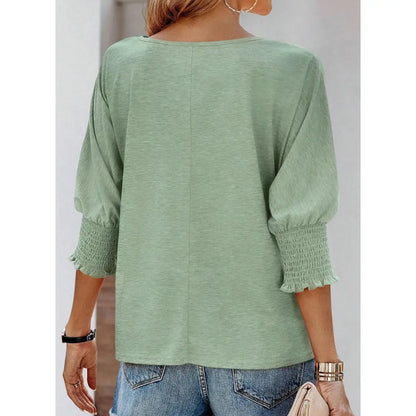 Dokotoo Women's 2026 Fashion Tops 3/4 Sleeve T-Shirts Cute Crewneck Basic Business Tees Blouses Casual Summer Wear Super Soft Breathable Fabric