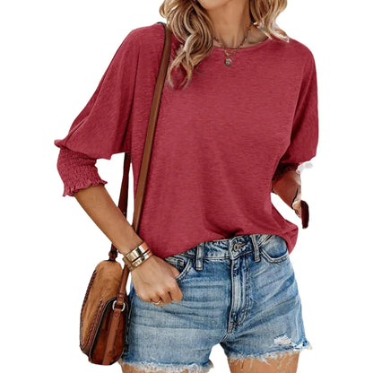 Dokotoo Women's 2026 Fashion Tops 3/4 Sleeve T-Shirts Cute Crewneck Basic Business Tees Blouses Casual Summer Wear Super Soft Breathable Fabric