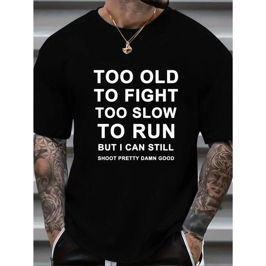 Plus Size Mens Crew Neck Short Sleeve T-Shirts - Breathable Slight Stretch Polyester Fabric, Random Letter Print, Trendy Summer Tees for Big & Tall Guys - Perfect for Casual Street Style, Spring, Summer, and Fall Seasons.