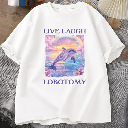 T Shirt Men Funny Dolphin Meme T-shirt Silly Weird Short Sleeve Tshirt Unisex Printed T-shirt Tops