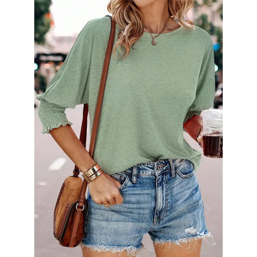 Dokotoo Women's 2026 Fashion Tops 3/4 Sleeve T-Shirts Cute Crewneck Basic Business Tees Blouses Casual Summer Wear Super Soft Breathable Fabric
