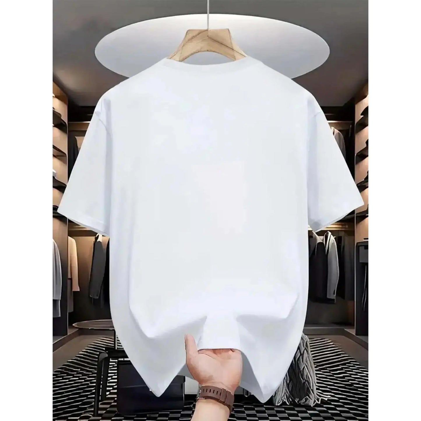 Square Person Print Loose T-Shirt, Casual Fitted Crop Top, Daily Wear, Stylish and Unique Design, Versatile Clothing Item,Men's Solid Color Crewneck Tee for Gym & Casual