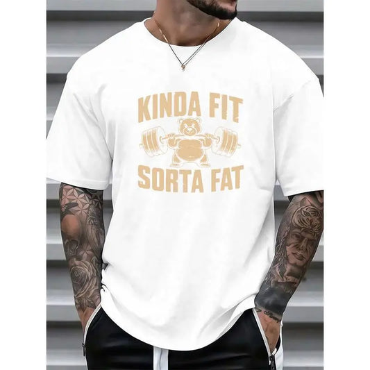 Funny Weightlifting Bear Tee – 100%25 Cotton Heavyweight Kinda Fit Sorta Fat CVC Cotton T-Shirt - Interesting Powerlifting Bear T-Shirt - Oversized Fitness Shirt, Round Neck T-ShirtOversized Gym Shirt