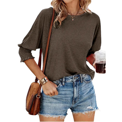 Dokotoo Women's 2026 Fashion Tops 3/4 Sleeve T-Shirts Cute Crewneck Basic Business Tees Blouses Casual Summer Wear Super Soft Breathable Fabric