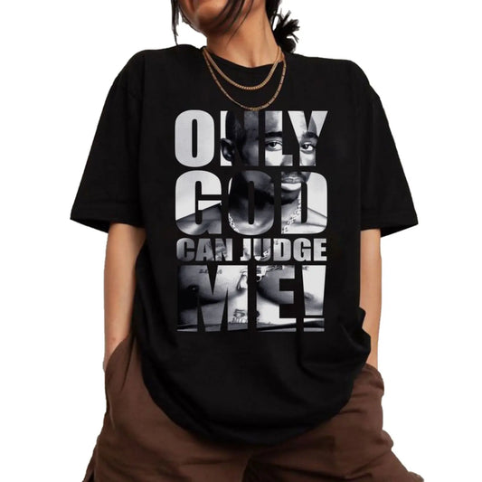 Summer t Shirts Only God Can Judge Me Tupac Shirt, Tupac Graphic Tee, Tupac Shakur Shirt, 2Pac Shirt, 90s Merch, Hip Hop 90s Legends Shirt, Rapper Shirt, Rapper Merch A79,Men's Solid Color Crewneck Tee for Gym & Casual