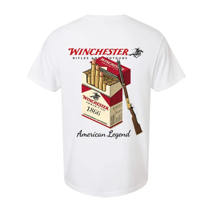 Winchester Men's T-Shirt, American Legend, 1866 AmmoBox Graphic, Lever Action Rifle Print, HuntingApparel, Gun Enthusiast Gift, Short Sleeve, CowboyWestern Style tees quarter zip men lemon demon clothes gorlock destroyer tshirt ,Men's Solid Color Crewneck