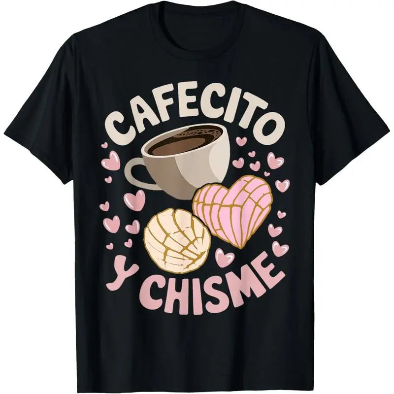 100%25 Cotton Coffee and Gossip Latina Mexican Baked Concha Pastry Conchas T-Shirt