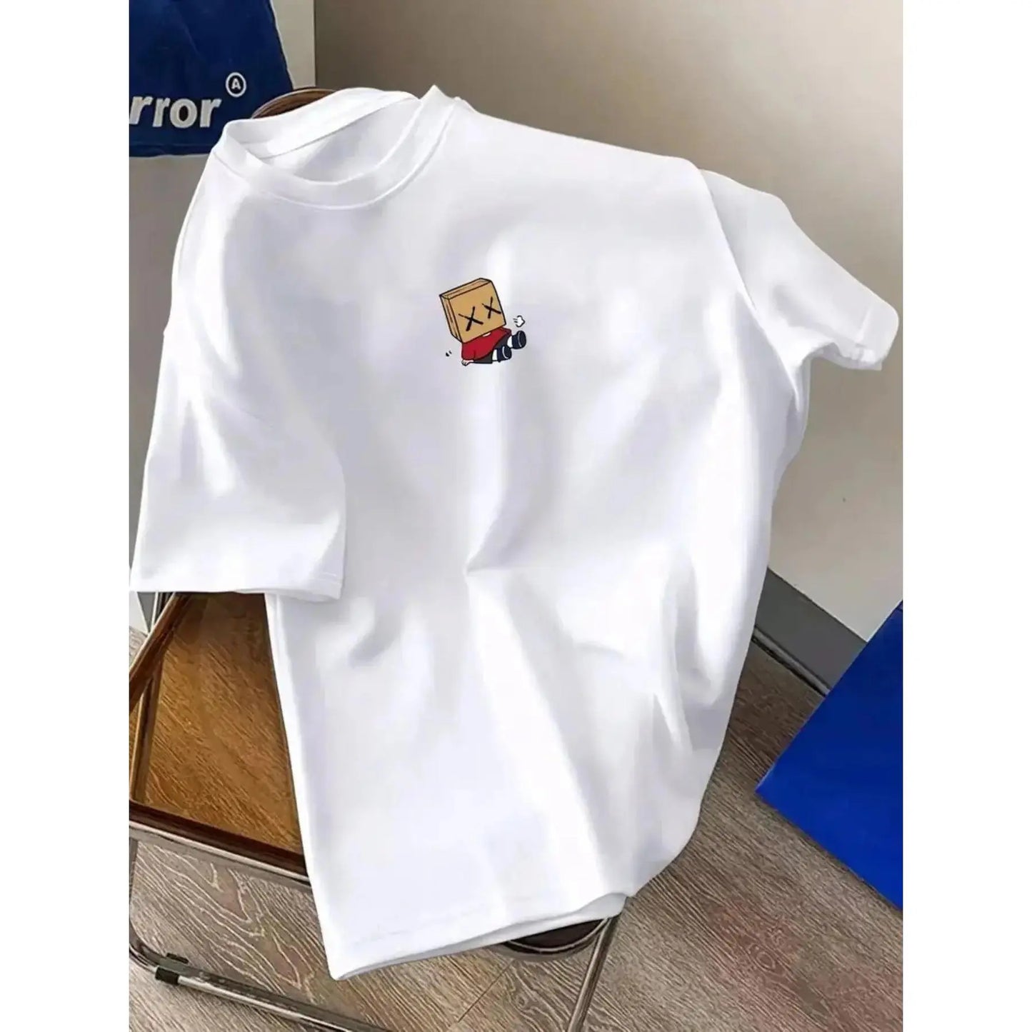Square Person Print Loose T-Shirt, Casual Fitted Crop Top, Daily Wear, Stylish and Unique Design, Versatile Clothing Item,Men's Solid Color Crewneck Tee for Gym & Casual