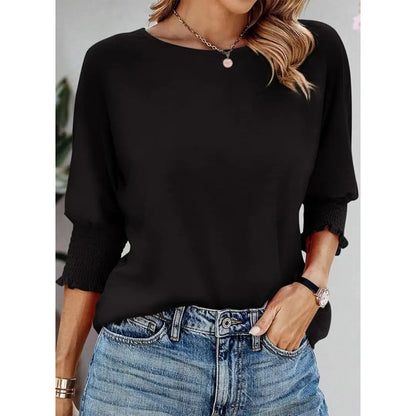 Dokotoo Women's 2026 Fashion Tops 3/4 Sleeve T-Shirts Cute Crewneck Basic Business Tees Blouses Casual Summer Wear Super Soft Breathable Fabric