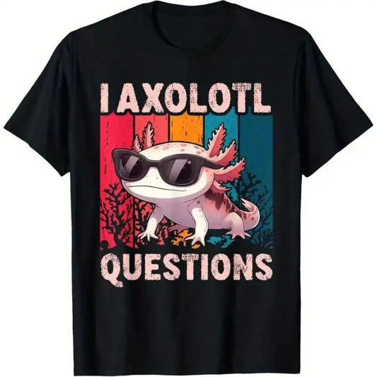 Colorful Axolotl Graphic TShirt for Boys and Girls Fun Casual Short Sleeve Tee with Soft Stretch Fabric Perfect for Summer Stylish Round Neck Cotton Printed Tee