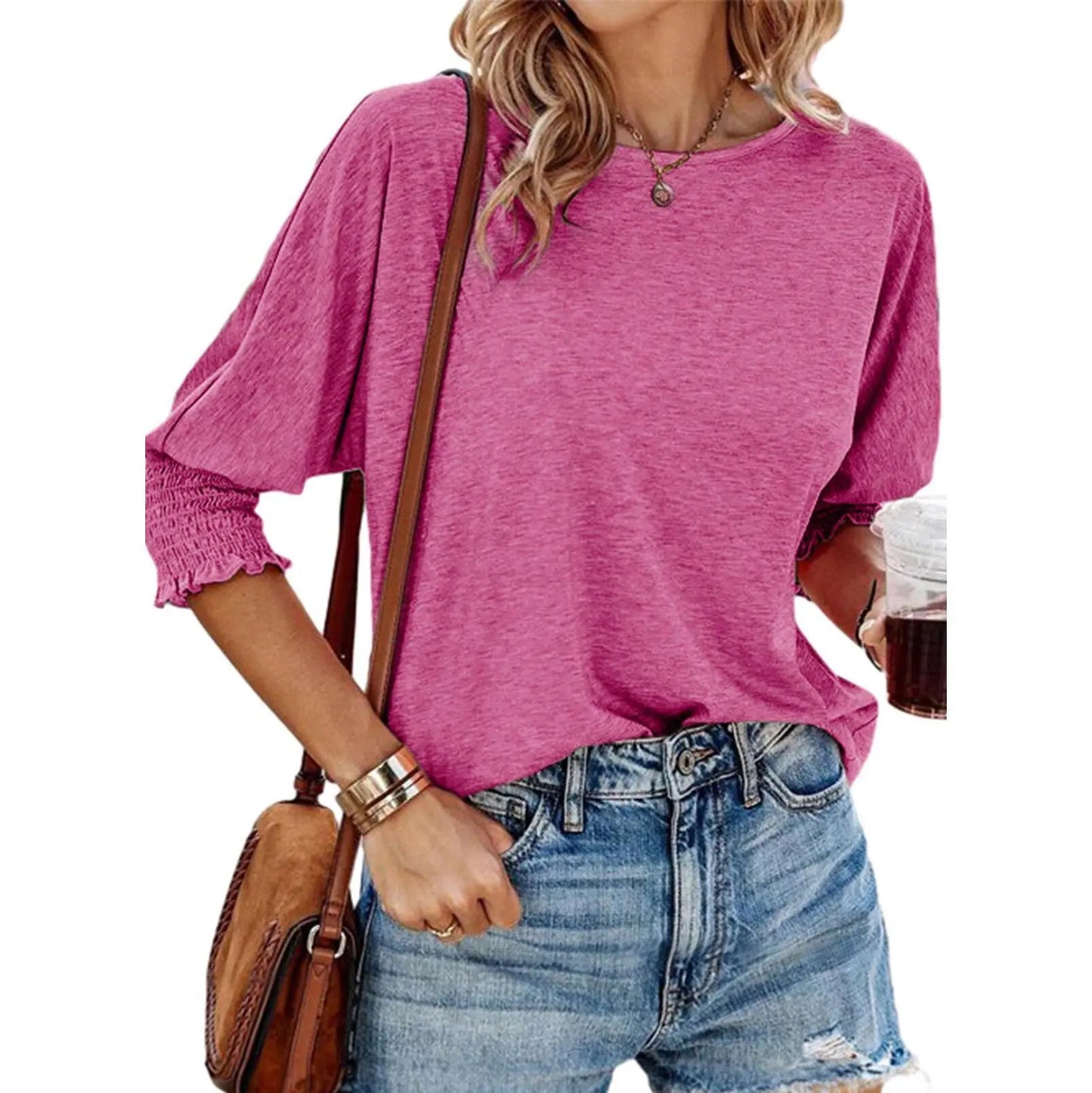 Dokotoo Women's 2026 Fashion Tops 3/4 Sleeve T-Shirts Cute Crewneck Basic Business Tees Blouses Casual Summer Wear Super Soft Breathable Fabric