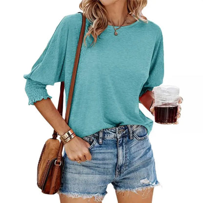 Dokotoo Women's 2026 Fashion Tops 3/4 Sleeve T-Shirts Cute Crewneck Basic Business Tees Blouses Casual Summer Wear Super Soft Breathable Fabric
