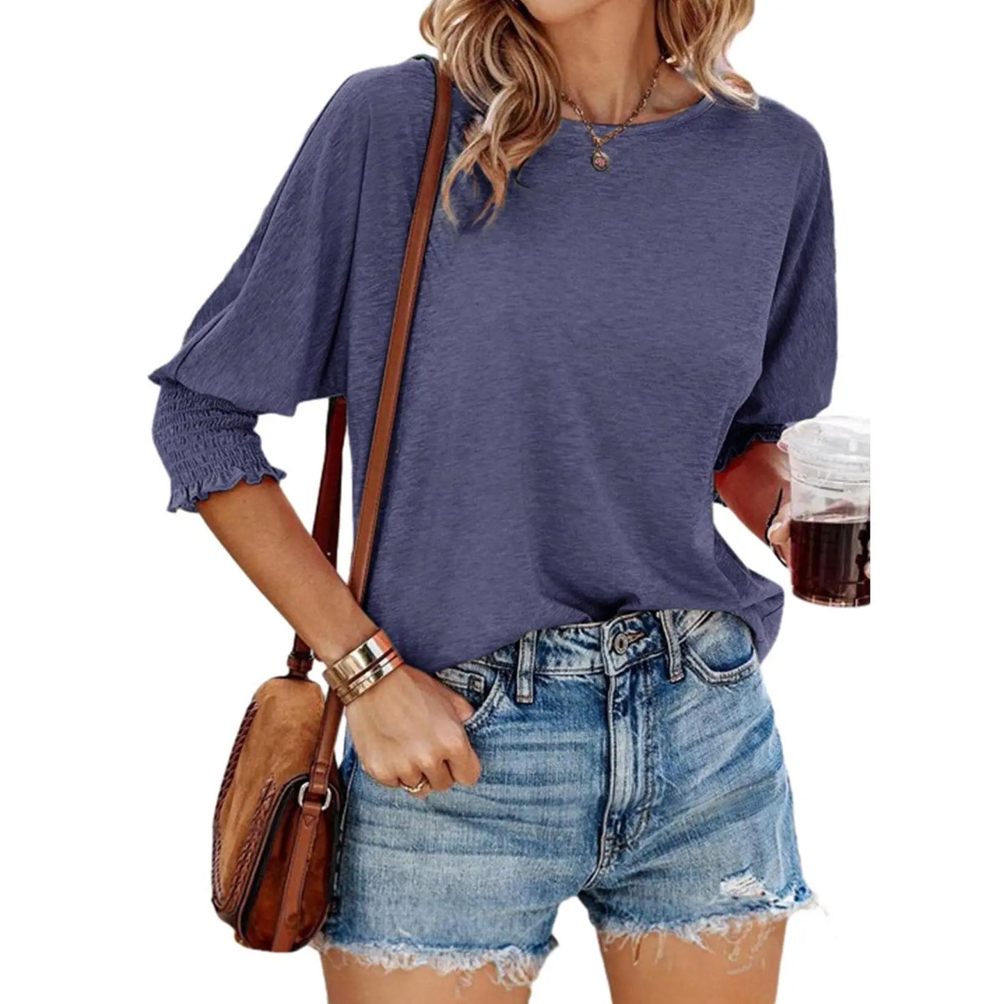 Dokotoo Women's 2026 Fashion Tops 3/4 Sleeve T-Shirts Cute Crewneck Basic Business Tees Blouses Casual Summer Wear Super Soft Breathable Fabric