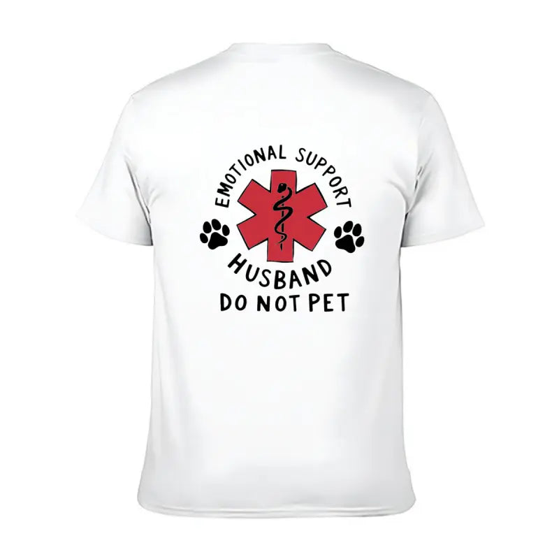 Emotional Support Husband Shirt, Funny Do Not Pet Medical Symbol T Shirt For Spouses, Gift For Husband Boyfriend Him, Short Sleeve Crew Neck Top, Crewneck Top
