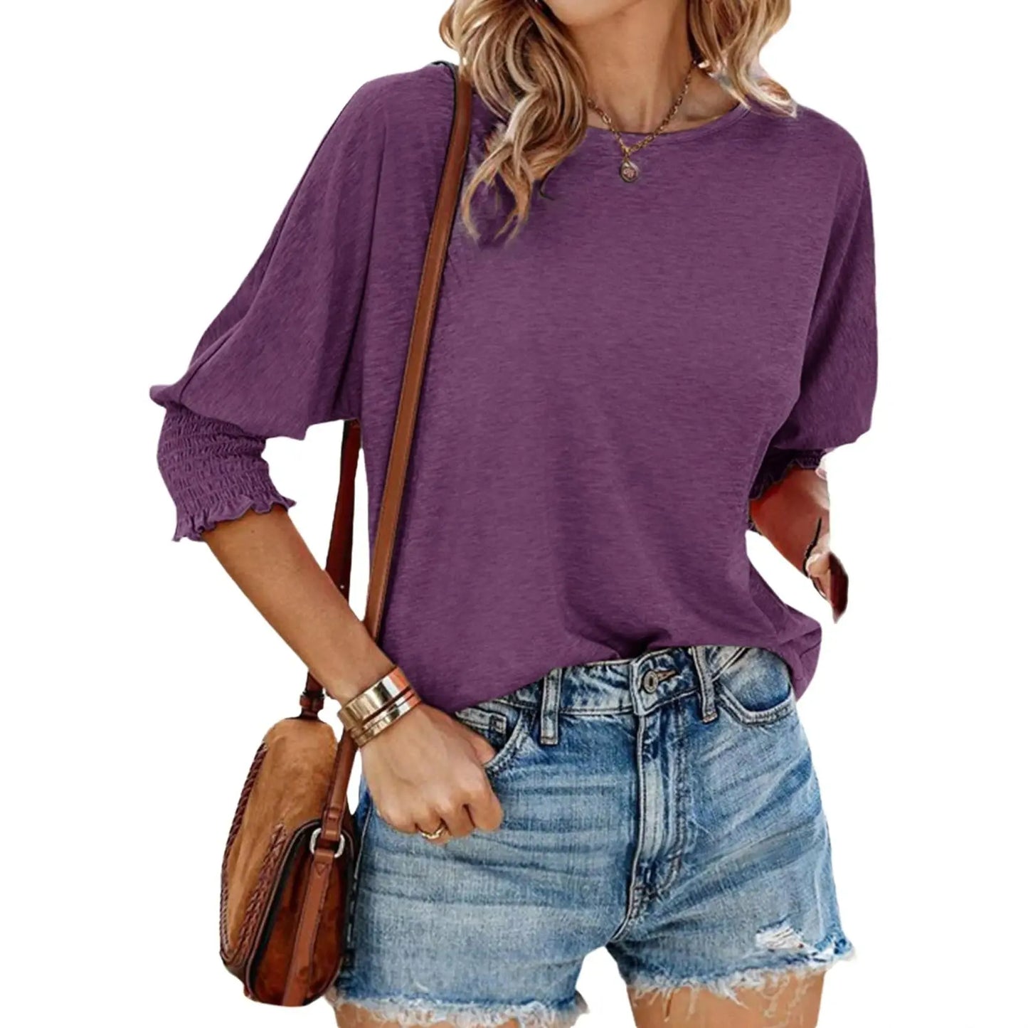 Dokotoo Women's 2026 Fashion Tops 3/4 Sleeve T-Shirts Cute Crewneck Basic Business Tees Blouses Casual Summer Wear Super Soft Breathable Fabric