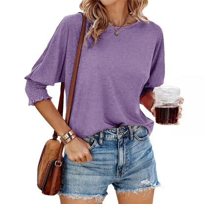 Dokotoo Women's 2026 Fashion Tops 3/4 Sleeve T-Shirts Cute Crewneck Basic Business Tees Blouses Casual Summer Wear Super Soft Breathable Fabric
